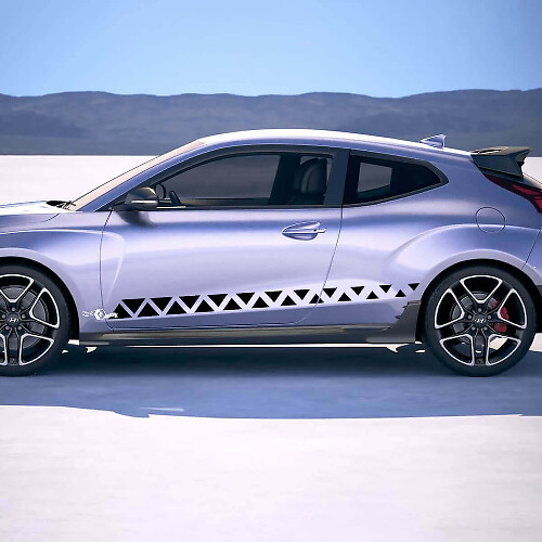 2x Tür Seitliche Crankle Racing Streifen Vinyl Aufkleber Dekor passend für Hyundai Veloster