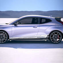 2x Türseitenflügel Rennstreifen Vinylaufkleber Aufkleber Aufkleber Passform für Hyundai Veloster
 2