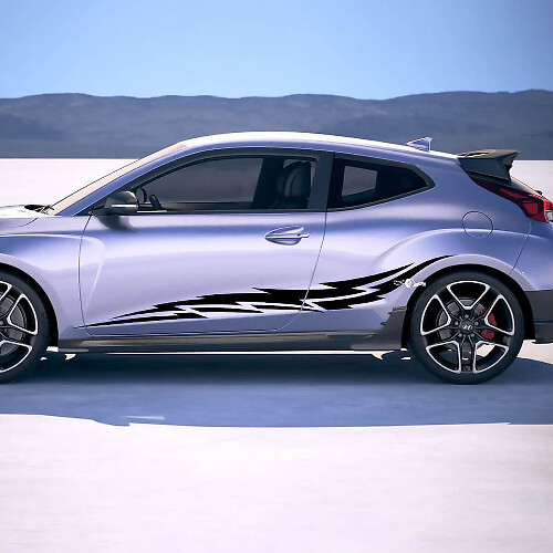 2x Türseitenflügel Rennstreifen Vinylaufkleber Aufkleber Aufkleber Passform für Hyundai Veloster
