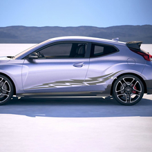 2x Türseitenflügel Rennstreifen Vinylaufkleber Aufkleber Aufkleber Passform für Hyundai Veloster
 2