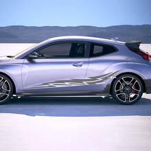 2x Türseitenflügel Rennstreifen Vinylaufkleber Aufkleber Aufkleber Passform für Hyundai Veloster
 2