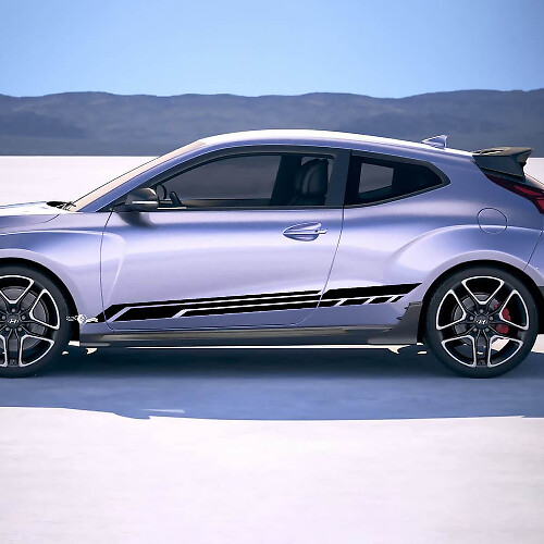 2x Türseiten -Rennstreifen Vinyl -Aufkleber Aufkleber Anpassung an Hyundai Veloster 3
