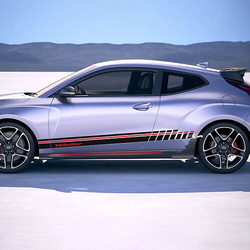 Seitenrennstrobe Streifen Vinylaufkleber Aufkleber Passform für Hyundai Veloster
 1