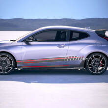 Seitenrennstrobe Streifen Vinylaufkleber Aufkleber Passform für Hyundai Veloster
 2