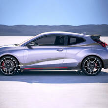 2x Türseitenstammes Rennstreifen Vinylaufkleber Aufkleber Aufkleber Passform für Hyundai Veloster
 2