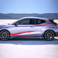 2x Türseitenstammes Rennstreifen Vinylaufkleber Aufkleber Aufkleber Passform für Hyundai Veloster
 3