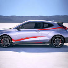 2x Türseitenstammes Rennstreifen Vinylaufkleber Aufkleber Aufkleber Passform für Hyundai Veloster
 3