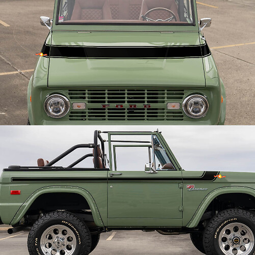 Retro-Stil Motorhauben- und Seitenstreifen Vinylaufkleber für Muscle-Car Pferd 1968