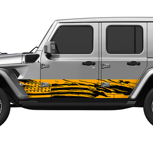 US Patriotic Distressed Flag Splash Wrap Seitentüren Vinyl Aufkleber Aufkleber Fit Jeep Wrangler
