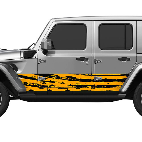 US Patriotische Verwitterte Flagge Splash Wrap Seitentüren Vinylaufkleber passend für Jeep Wrangler 2
