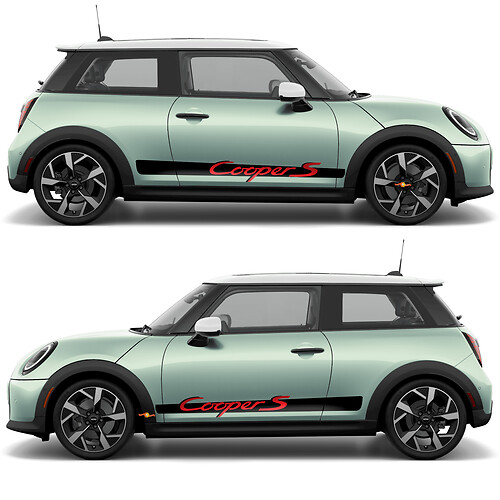 Mini Coopers Seitenstreifen -Schriftzug Porsche Style Grafik -Aufkleber
