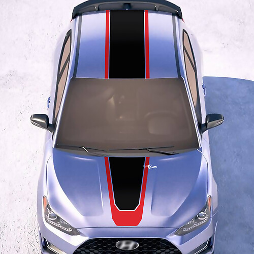 Kapuzen- und Dach zentrale Rennstreifen Vinylaufkleber Aufkleber Passform für Hyundai Veloster
