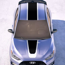 Kapuzen- und Dach zentrale Rennstreifen Vinylaufkleber Aufkleber Passform für Hyundai Veloster
 2