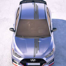 Motorhaube und Dach Zentrale Flügel Racing Streifen Vinyl Aufkleber passend für Hyundai Veloster 2
 2