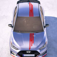 Motorhaube und Dach Zentrale Flügel Racing Streifen Vinyl Aufkleber passend für Hyundai Veloster 2
 3