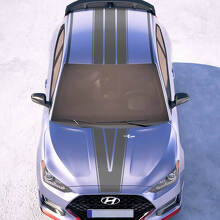 Kapuzen- und Dach -Zentral -V -Rennstreifen Vinylaufkleber Aufkleber Passform für Hyundai Veloster
 3