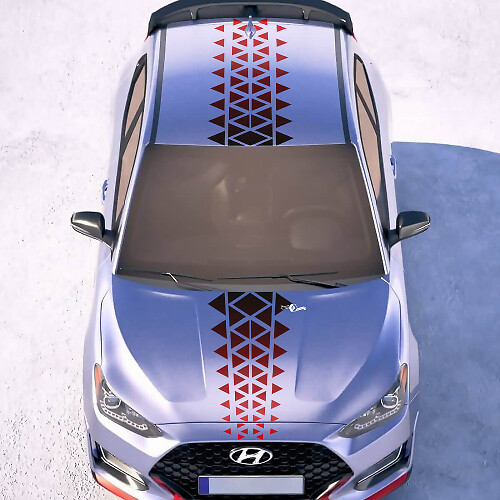 Hauben- und Dach -Zentral -Gradienten -Ornament -Rennstreifen Vinyl -Aufkleber Aufkleber Aufkleber Passform für Hyundai Veloster
