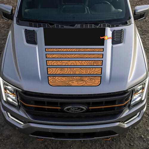 Ford F-150 Tremor Pickup Hood Central Graphics Topografische Karte Ford Vinyl Abziehbilder 2 Farben
