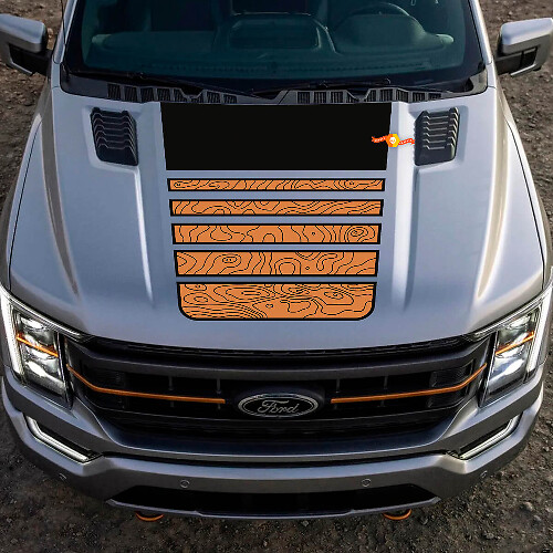 Topografische Karte Haubenstreifen Vinylaufkleber für Musclecar Truck Tremor