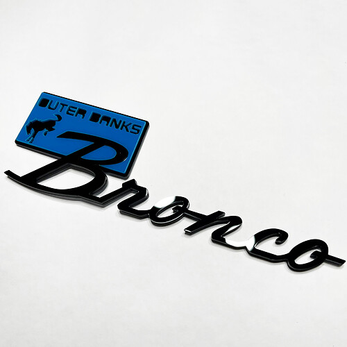 Bronco Outer Banks Fender Abzeichen Heckklappe Emblem 3D Abzeichen Blau gegen Schwarz
