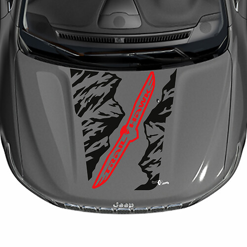 Jeep Cherokee Trailhawk Mountains Hood Vinyl Aufkleber -Aufkleber Grafik 2
