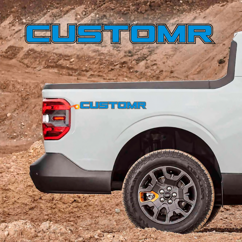 CUSTOMR Blue Double Outline Lettering Pair Ladeflächenseite Vinylaufkleber für Ford F-250
