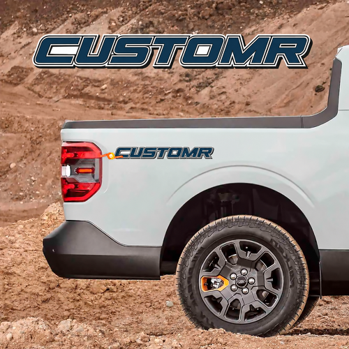CUSTOMR Navy Italic Double Outline Lettering Pair Ladeflächenseite Vinylaufkleber für Ford F-250