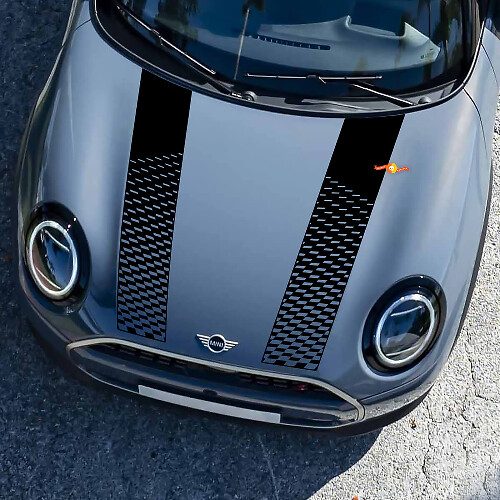 Mini John Cooper arbeitet AC Schnitzer Motorhaube und Seitentüren Streifen Rallye und Grafikaufkleber 2
