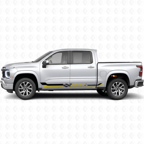 Karierte Renn-Tür- und Seitenschweller-Vinylstreifen für Chevrolet Silverado 1500 Next Generation 2027_1