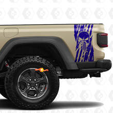 Jeep Gladiator USA Flaggen Zerstörte Punisher -Aufkleber Aufkleber Abziehbilder Vinyl Graphics Heckklatettbett Vinylaufkleber Abziehbilder
 3