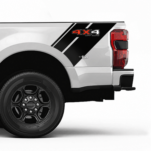 4X4 Offroad-Diagonal-Bettstreifen Paar Vinyl-Aufkleber für Ford F-350