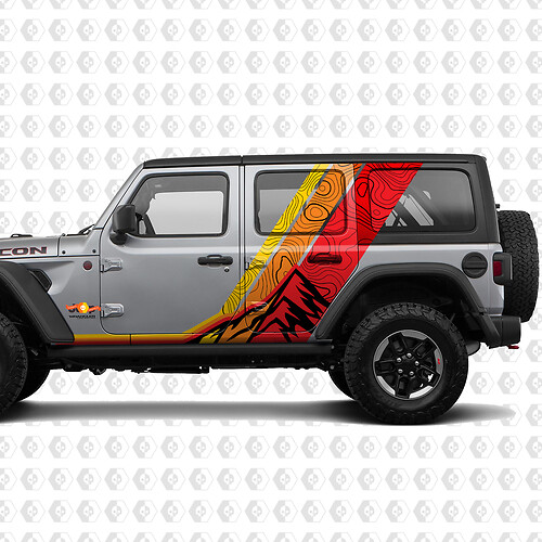 Berge Topografische Karte Retro Vintage Side Doors Stripe Kit Pass für Jeep Wrangler
