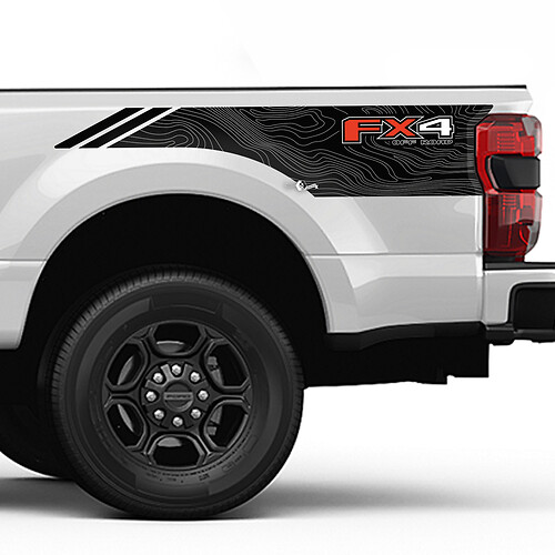 Berge und Bäume Bett Side Stripes Aufkleber Kit Vinyl Aufkleber Set Side -Grafiken für Ford Trucks

