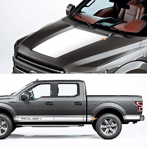 Seitenwiedertafel und Kapuzen -Aufkleber -Grafikanpassungen zum Ford F150 Raptor Roush Paket
