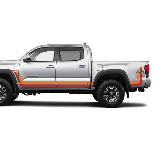 TRD 4WD hintere Vorderseite Retro Heritage Stripes Vinyl -Aufkleber für Toyota Tacoma
