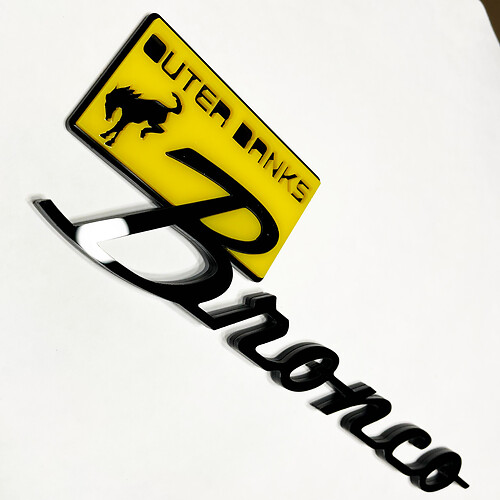 Bronco Outer Banks Fender Abzeichen Heckklappe Emblem 3D Abzeichen Gelb gegen Schwarz
