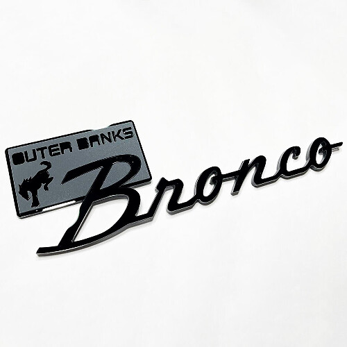 Bronco Outer Banks Fender Abzeichen Heckklappe Emblem 3D Abzeichen Grau gegen Schwarz
