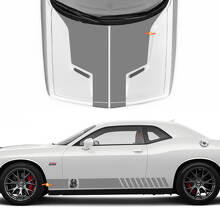Racing Cobra Kai Stil Streifen Motorhaube und Seiten Vinylaufkleber für Dodge Challenger_2
