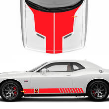 Racing Cobra Kai Stil Streifen Motorhaube und Seiten Vinylaufkleber für Dodge Challenger_3