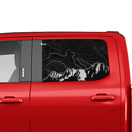 Seitenberge Topografische Kartenfenster -Aufkleber -Vinyl -Aufkleber -Grafik für Ford Trucks 2
