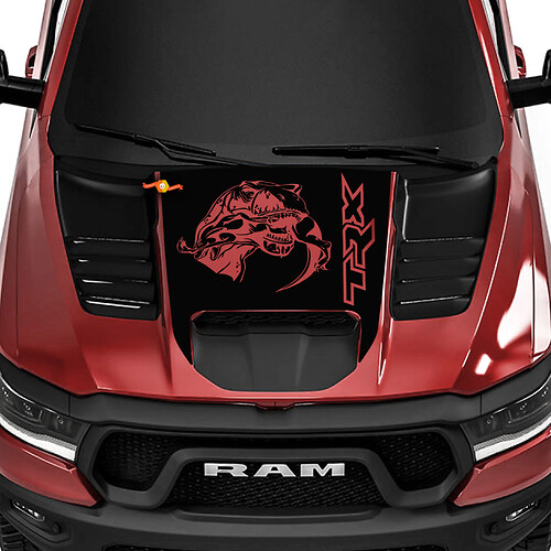 Hood T-Rex Eating Raptor Good Decal für Dodge Ram 1500 TRX Truck Vinyl-Aufkleber Grafik
