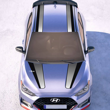 Kapuzen- und Dach -Zentral -Gradienten -Rennstreifen Vinyl -Aufkleber Aufkleber Aufkleber Passform für Hyundai Veloster
 2