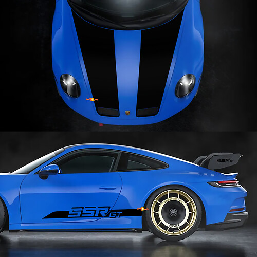 SSR GT Streifen Seitenhaube Vinyl Aufkleber Sticker für Porsche 911_1