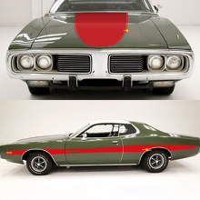 Akzent Motorhauben- und Seitenstreifen Vinyl-Aufkleber Set für Dodge Charger 1973-74_3