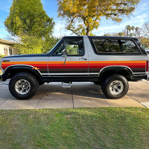 Paar Seitentür Retro Vintage Streifen Vinyl Aufkleber für Ford Bronco 1984
