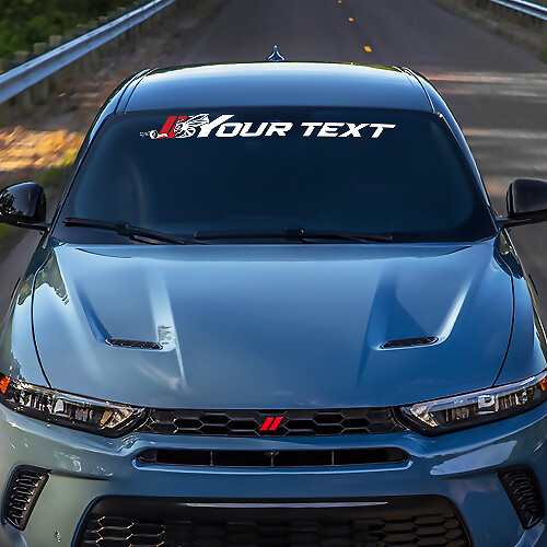 Hornet-Logo und benutzerdefinierter Text Windschutzscheiben-Banner Vinylaufkleber für Dodge Hornet