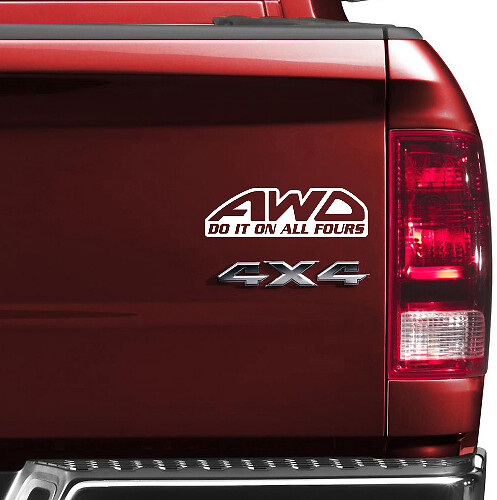 AWD Do It On All Fours Truck Heck Seiten Vinyl Aufkleber Set