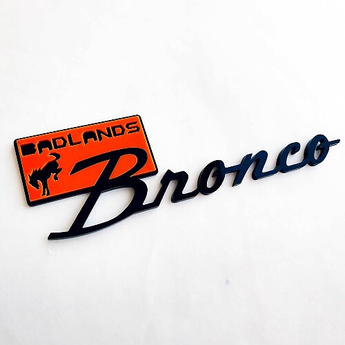 Bronco Badlands Kotflügelabzeichen Heckklappenemblem 3D-Abzeichen Schwarz vs Orange
