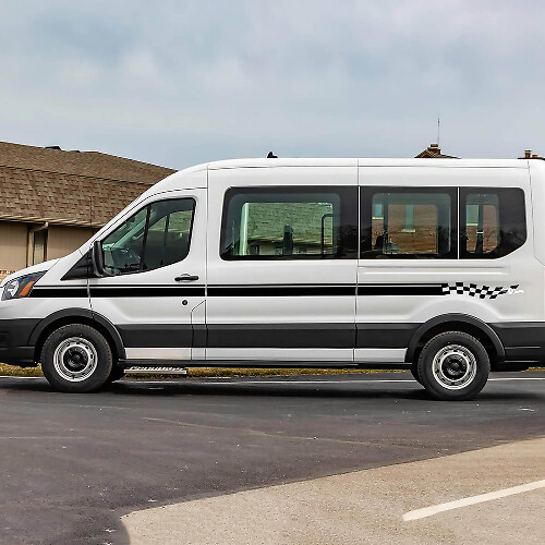 Ford Transit karierte Vinyl-Seitenstreifen Aufkleber Sticker
