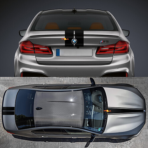Hood- und Kofferspannen Dual Stripes Aufkleber -Aufkleber -Kit für BMW M5
